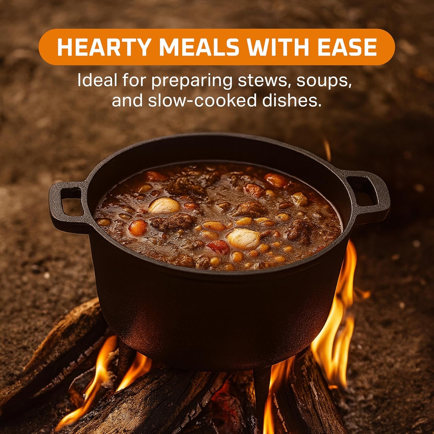 2-In-1 Pre-Seasoned Cast Iron Dutch Oven with Handles - Crock Pot Black Cast Iron Pot with Skillet Lid - All-In-One Cookware Braising Pan for Casserole Dish - 5 Quart - Black